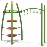 Huitich triangle climber monkey bar playground with climbing rings and three hanging platforms for kids
